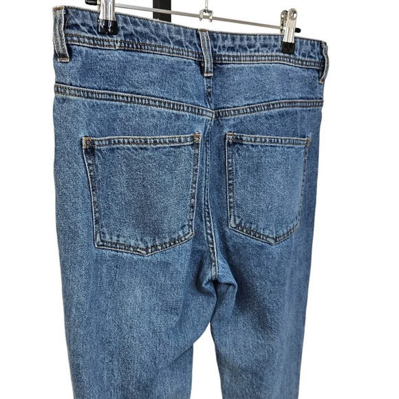 Oak + Fort Womens High Rise Straight Leg Distressed Jeans  Blue Size 29 - Picture 6 of 8